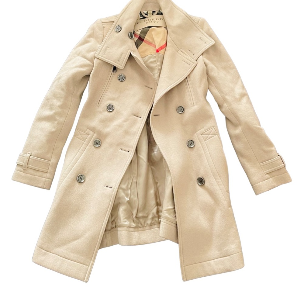 Burberry Light Gray Wool Coat Size UK 6 USA 4